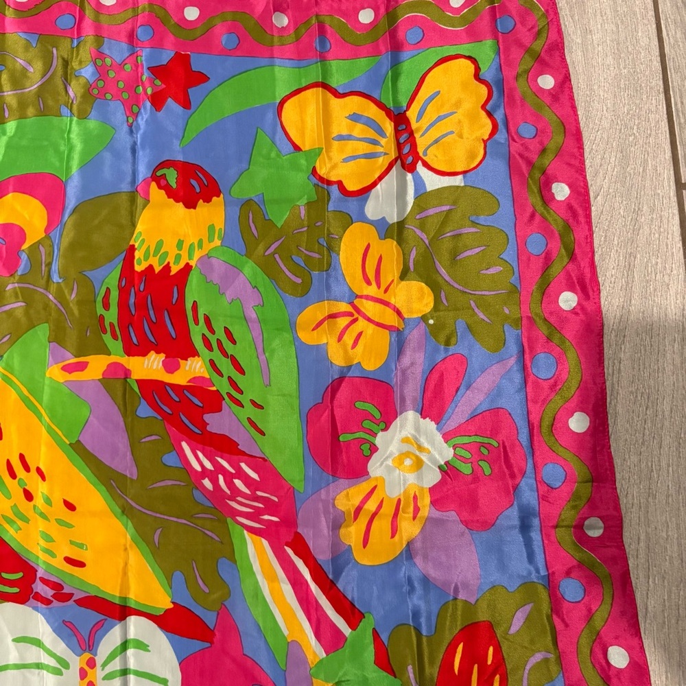 Ken Done Silk Scarf with Tropical Design - Picture 13 of 16